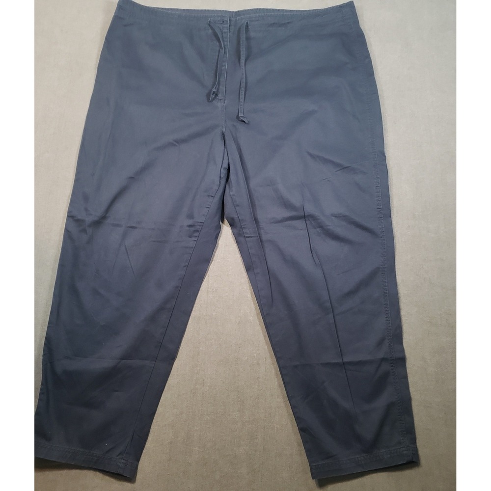 Avenue Drawstring Pants Womens 22 Navy Blue Cotton Straight Leg Casual